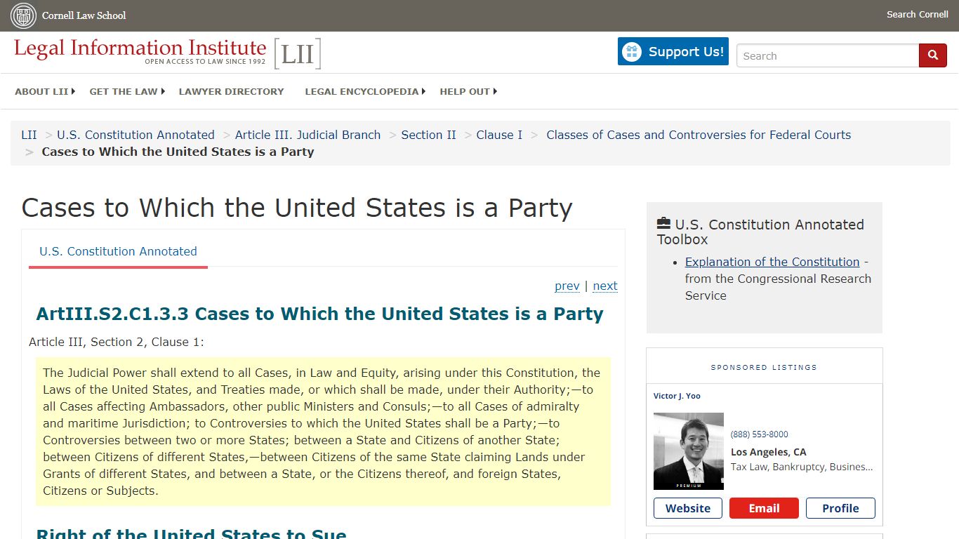 Cases to Which the United States is a Party | U.S. Constitution ...